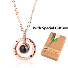 Load image into Gallery viewer, Dropshipping New Rose Gold Silver 100 Languages I Love You Projection Pendant Necklace Romantic Love Memory Wedding Necklace