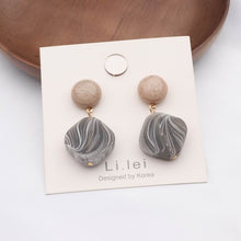 Load image into Gallery viewer, MENGJIQIAO 2019 New Irregular Geometric Round Grey Acrylic Statement Long Drop Earrings Acetic Acid Resin Earrings for Women