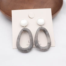 Load image into Gallery viewer, MENGJIQIAO 2019 New Irregular Geometric Round Grey Acrylic Statement Long Drop Earrings Acetic Acid Resin Earrings for Women