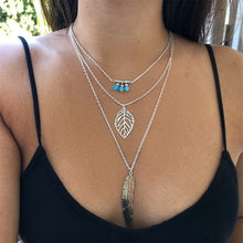 Load image into Gallery viewer, 2019 new multi-layer crystal moon pendant necklace ladies retro charm necklace necklace party jewelry accessories