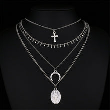 Load image into Gallery viewer, 2019 new multi-layer crystal moon pendant necklace ladies retro charm necklace necklace party jewelry accessories