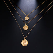 Load image into Gallery viewer, 2019 new multi-layer crystal moon pendant necklace ladies retro charm necklace necklace party jewelry accessories