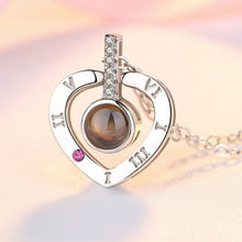 Load image into Gallery viewer, Love Heart Romantic Love Memory Wedding Necklace Rose Gold&amp;Silver 100 languages I love you Projection Pendant Necklace