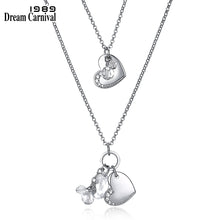Load image into Gallery viewer, DreamCarnival 1989 New Double Layers Necklace for Women Long Chains Twins Hearts Crystals Pendant Wholesale Jewelry 0162878339X