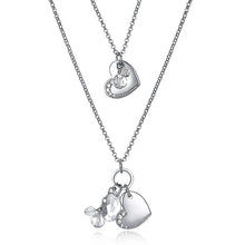 Load image into Gallery viewer, DreamCarnival 1989 New Double Layers Necklace for Women Long Chains Twins Hearts Crystals Pendant Wholesale Jewelry 0162878339X