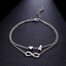 Load image into Gallery viewer, New Fashion silver multi-layer heart 26 letters 8 words pendant Bracelets for women jewelry foot chain anklets accessories gift