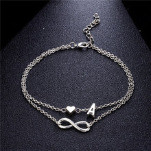 Load image into Gallery viewer, New Fashion silver multi-layer heart 26 letters 8 words pendant Bracelets for women jewelry foot chain anklets accessories gift