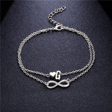 Load image into Gallery viewer, New Fashion silver multi-layer heart 26 letters 8 words pendant Bracelets for women jewelry foot chain anklets accessories gift