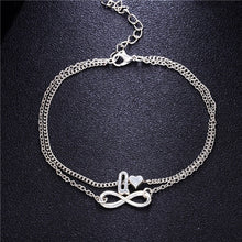 Load image into Gallery viewer, New Fashion silver multi-layer heart 26 letters 8 words pendant Bracelets for women jewelry foot chain anklets accessories gift