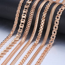 Load image into Gallery viewer, Personalize Necklace For Women Men 585 Rose Gold Venitian Curb Snail Foxtail Link Chains Necklace Fashion Jewelry 50cm 60cm CNN1