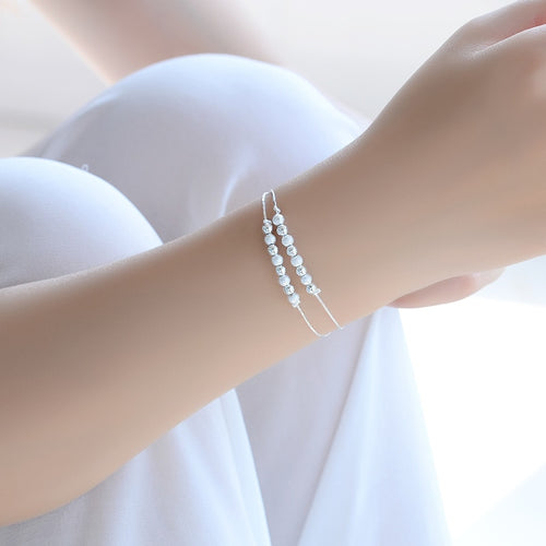 TJP Charm Frosted Balls Women Silver Bracelets