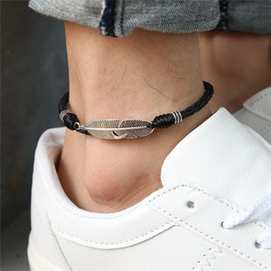 Woven Adjustable Rope Lucky Foot Bracelet For Women Men Jewelry Adjustable Handmade Cool Simple Leaf Anklets