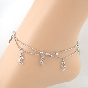 Women Elegant Dolphin Fish Ankle Chain Ankle Bracelet Sexy Barefoot Sandal Beach Foot For