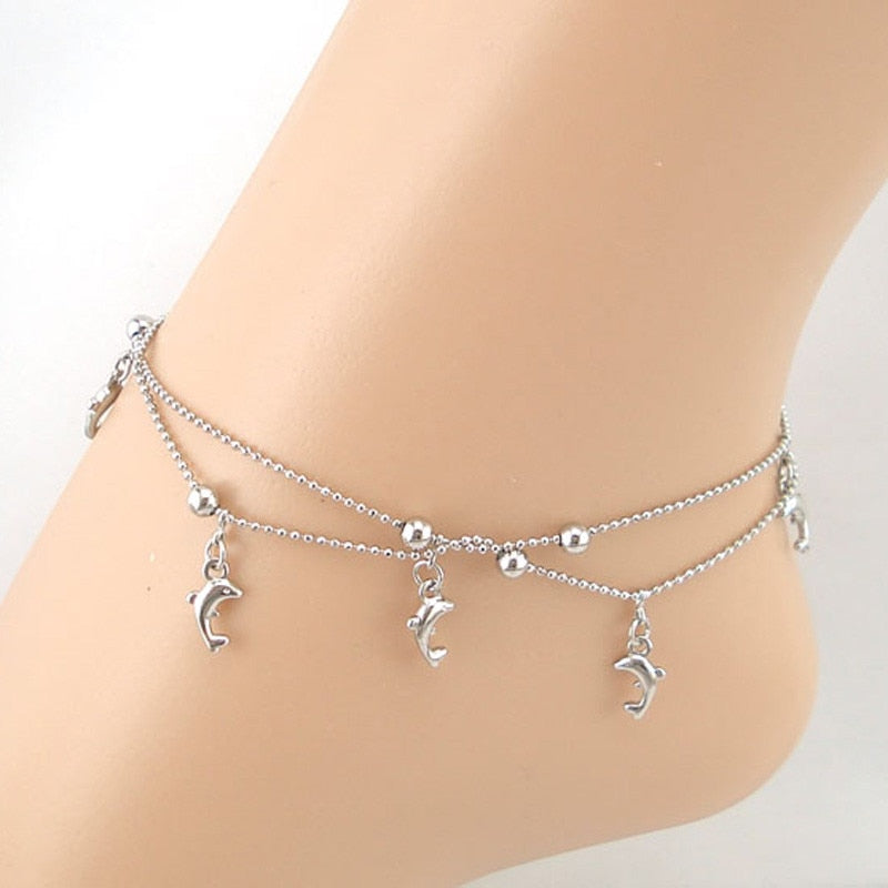 Women Elegant Dolphin Fish Ankle Chain Ankle Bracelet Sexy Barefoot Sandal Beach Foot For