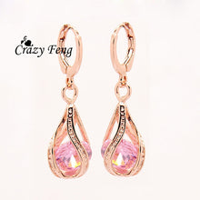 Load image into Gallery viewer, Free shipping New Fashion Women/Girl&#39;s  Rose  white/pink/purple/green CZ  Pierced Dangle Earrings Jewelry