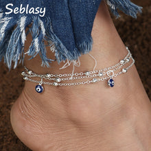Load image into Gallery viewer, Seblasy Punk Multi Layer Big Statement Bells Evil Eyes Anklets Bracelets for Women New Fashion Foot Jewelry Valentine's Day Gift