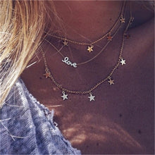 Load image into Gallery viewer, Bohemian Multilayer Crystal Stars Moon Necklace Women's Vintage Layered Gold Collar Necklace Fashion Jewelry 2019 Party Gift Jew