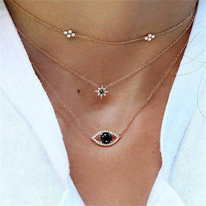 IPARAM Bohemian Multi-layer Star Moon Necklace Women 9 Style Vintage Necklace Fashion Layered Crescent Map Jewelry