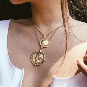 IPARAM Bohemian Multi-layer Star Moon Necklace Women 9 Style Vintage Necklace Fashion Layered Crescent Map Jewelry