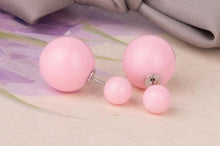 Load image into Gallery viewer, 16 Choics Candy Colour Pendientes Earrings Ball Shape Plastic Stud Earring Double-sided pearl Colored ear studs oorbellen M0322