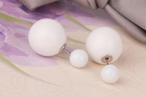 16 Choics Candy Colour Pendientes Earrings Ball Shape Plastic Stud Earring Double-sided pearl Colored ear studs oorbellen M0322