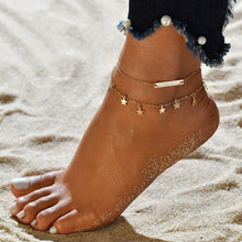 Load image into Gallery viewer, Delicate Summer Beach Women Tassel Star Pendant Layers Ankle 3 Pcs/Lot Link Chain Anklets Foot Bracelet On The Leg Jewelry