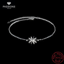 Load image into Gallery viewer, New Fashion 925 Sterling Silver Chain Sunflower Pendant Anklets CZ Sun Flower Charm Anklet Foot Chain For Women Bracelet Gift