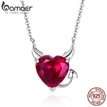 Load image into Gallery viewer, BAMOER New Collection 100% 925 Sterling Silver Devil Wings Red CZ Necklaces Pendant For Women Fashion Silver Jewelry SCN286