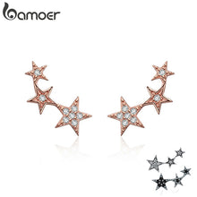 Load image into Gallery viewer, BAMOER 100% 925 Sterling Silver 3 Color Dazzling Stackable Star Stud Earrings for Women Authentic Silver Jewelry Bijoux SCE291