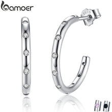 Load image into Gallery viewer, BAMOER Genuine 100% 925 Sterling Silver Stackable Droplets Stud Earrings with Clear CZ Sterling Silver Jewelry Brincos SCE041