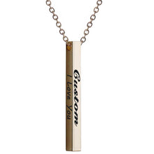 Load image into Gallery viewer, Custom Personalized Vertical Bar Necklace Silver Engraved Date Name Pendant Necklace Women Wedding Jewelry Anniversary Mom Gift