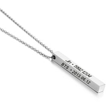 Load image into Gallery viewer, Custom Personalized Vertical Bar Necklace Silver Engraved Date Name Pendant Necklace Women Wedding Jewelry Anniversary Mom Gift