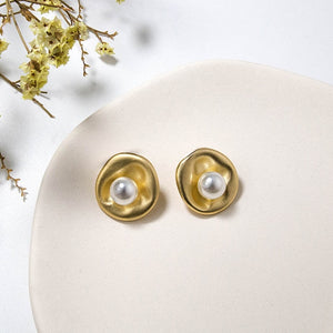 GWACC Korea Design Metal Gold Drop Earrings Baroque Irregular Circle Square Natural Freshwater Pearl Earrings for Women Girls