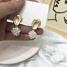 Load image into Gallery viewer, GWACC Korea Design Metal Gold Drop Earrings Baroque Irregular Circle Square Natural Freshwater Pearl Earrings for Women Girls