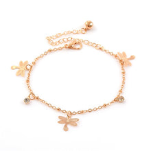 Load image into Gallery viewer, QCOOLJLY Butterfly Pendant Anklets Foot Chain Summer Yoga Beach Leg Bracelet Handmade Anklet Rose Gold Silver Color Jewelry