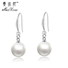 Load image into Gallery viewer, Manxiuni  Shipping 1pair Silver Color Imitation Pearl Dangle Earrings For Women New Jewelry Brincos Gift Wholesale