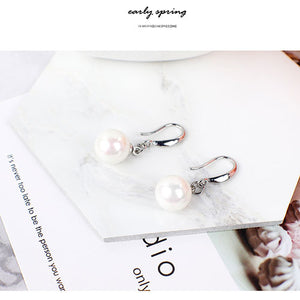 Manxiuni  Shipping 1pair Silver Color Imitation Pearl Dangle Earrings For Women New Jewelry Brincos Gift Wholesale