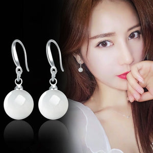 Manxiuni  Shipping 1pair Silver Color Imitation Pearl Dangle Earrings For Women New Jewelry Brincos Gift Wholesale