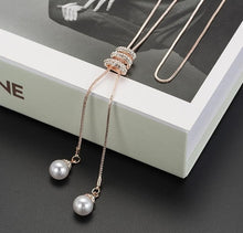 Load image into Gallery viewer, BYSPT Zircon Black Rose Flower Long Necklace Sweater Chain Fashion Metal Chain Crystal Flower Pendant Necklaces Adjusted