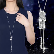 Load image into Gallery viewer, BYSPT Zircon Black Rose Flower Long Necklace Sweater Chain Fashion Metal Chain Crystal Flower Pendant Necklaces Adjusted