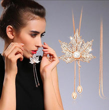 Load image into Gallery viewer, BYSPT Zircon Black Rose Flower Long Necklace Sweater Chain Fashion Metal Chain Crystal Flower Pendant Necklaces Adjusted