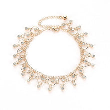 Load image into Gallery viewer, DreamBell Women Silver Golden Color Anklet Crystal Tassel Pendant Anklet Beach Foot Jewelry