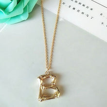 Load image into Gallery viewer, 2cm Small Gold Hammered Metal Bamboo 26 Letter Alphabet A-Z Minimalist Initial Pendant Necklace Fashion Twist Chain Neck Jewelry