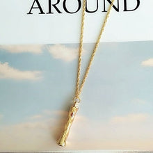 Load image into Gallery viewer, 2cm Small Gold Hammered Metal Bamboo 26 Letter Alphabet A-Z Minimalist Initial Pendant Necklace Fashion Twist Chain Neck Jewelry