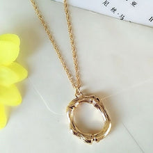 Load image into Gallery viewer, 2cm Small Gold Hammered Metal Bamboo 26 Letter Alphabet A-Z Minimalist Initial Pendant Necklace Fashion Twist Chain Neck Jewelry