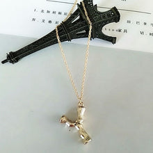 Load image into Gallery viewer, 2cm Small Gold Hammered Metal Bamboo 26 Letter Alphabet A-Z Minimalist Initial Pendant Necklace Fashion Twist Chain Neck Jewelry