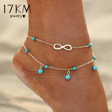 Load image into Gallery viewer, 17KM New Double Infinite Beads Pendant Anklet Foot Chain For Woman Summer Bracelet Charm 2 Color Anklets Foot Jewelry Gift