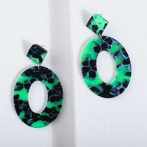 2018 Fashion ZA Jewelry Acrylic Resin Oval Dangle Earrings For Women Geometry Big Circle Tortoiseshell Earrings Acetate Brincos