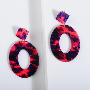 2018 Fashion ZA Jewelry Acrylic Resin Oval Dangle Earrings For Women Geometry Big Circle Tortoiseshell Earrings Acetate Brincos