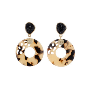 2018 Fashion ZA Jewelry Acrylic Resin Oval Dangle Earrings For Women Geometry Big Circle Tortoiseshell Earrings Acetate Brincos